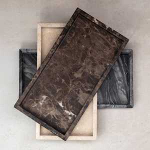Mette Ditmer - Marble Tablett, 16 x 31 cm, schwarz / grau