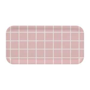 Muurla Checks & Stripes Tablett 13 x 27cm Rosa-Weiß