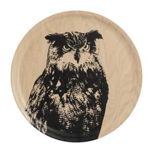 Muurla Nordic The Eagle Owl Tablett Ø35cm Natur-schwarz