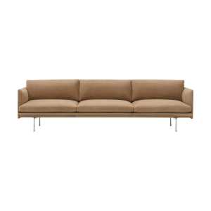 Muuto Outline 3,5-Sitzer Sofa, polished alu Grace leather Camel