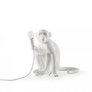 Seletti Monkey Sitting Tischlampe Weiß