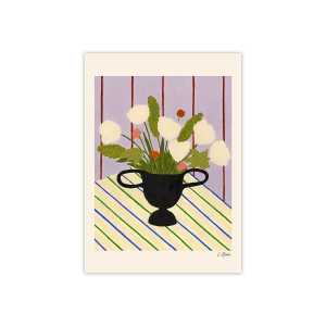 The Poster Club - Flowers on Striped Cloth von Carla Llanos, 40 x 50 cm