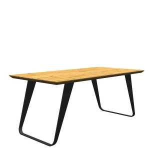 Tisch Massivholz Eiche und Metall in modernem Design Schweizer Kante