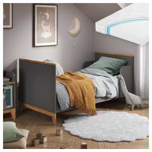 VitaliSpa® Kinderbett Kinderbett 160x80 Malia Grau/Eiche + Matratze