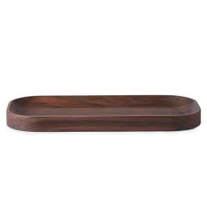 Warm Nordic Carved Wood Tablett oval Walnuss
