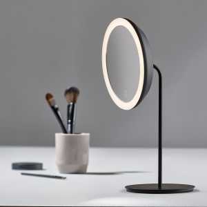 Zone Denmark - Kosmetikspiegel mit 5-fach Vergrößerung und LED-Beleuchtung, Ø 18 cm, schwarz