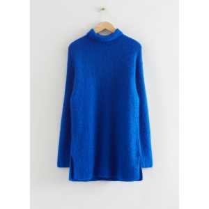 & Other Stories Kurzes Strickkleid mit Stehkragen Leuchtendblau, Pullover in Größe XS. Farbe: Bright blue
