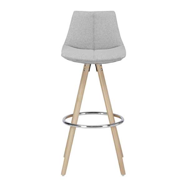 Barhocker 'Nelo', Webstoff, hellgrau, Echtholz Beine