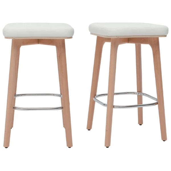 Barhocker weiß und helles Holz 65 cm (2er-Set) GRAMMA