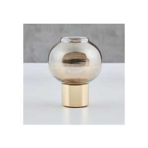 carla&marge Teelichthalter Welene (Kerzenständer aus gefärbtem Kristallglas in Braun mit Fuß aus Messing), Teelichthalter aus Glas, Höhe ca. 23 cm