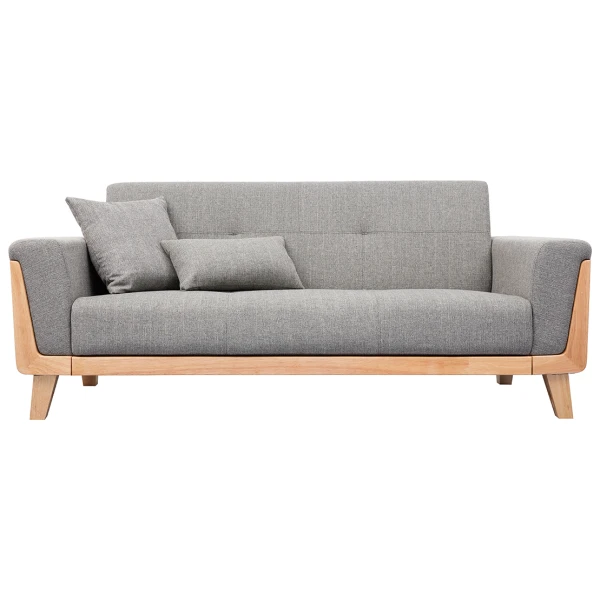 Design-Sofa 3 Plätze Hellgrau Holzbeine FJORD