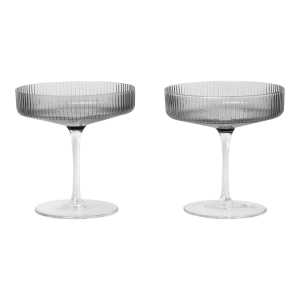 ferm LIVING Ripple Champagnerglas 2er Pack Smoked grey