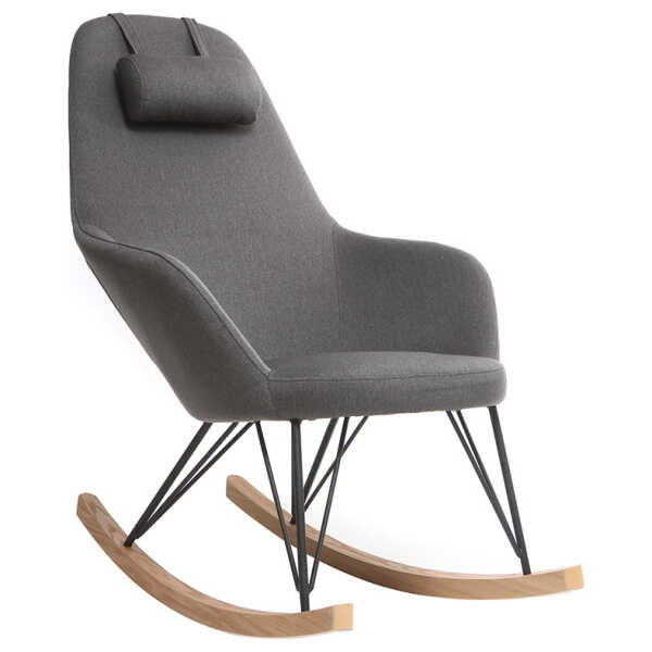 Relax-Sessel - Schaukelstuhl Stoff Grau Füße Metall und Esche JHENE