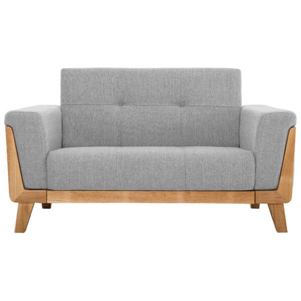 Skandinavisches Sofa 2-Sitzer in Hellgrau und Holz FJORD