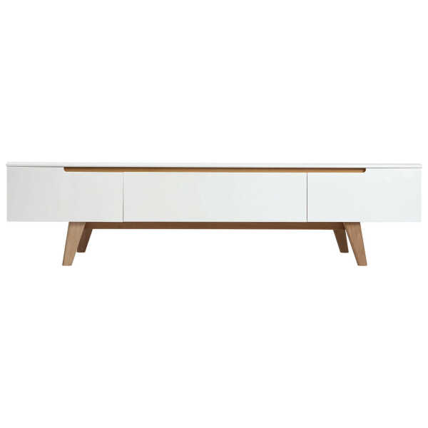 TV-Möbel Skandinavienstil Weiß glänzend und Esche 180 cm MELKA