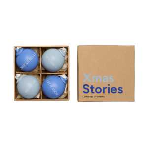 Design Letters XMAS Stories Weihnachtskugel Ø4 cm 4 Teile Cobalt blue-light blue