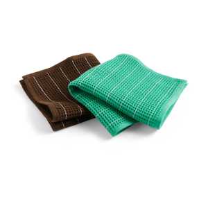 HAY Canteen Geschirrtuch 31 x 31cm 2er Pack Chocolate pinstripe-Emerald pinstripe​