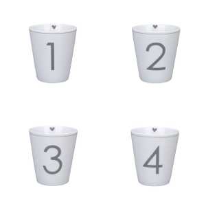 Happy Mug Advents 4er Set, Ø 8,7 x H 10 cm, 4er Set, weiß