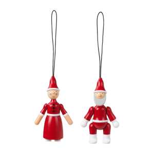 Kay Bojesen Denmark Weihnachtsmann und Weihnachtsfrau 10 cm Rot