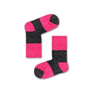 Kinder- Babysocken aus Wolle: Blocked Rib, Pink | Happy Socks