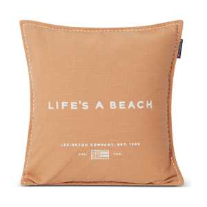 Lexington Life's A Beach Embroidered Kissenbezug 50 x 50cm Beige-weiß