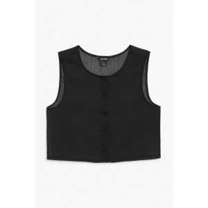 Monki Verkürzte ärmellose Mesh-Bluse, Blusen in Größe XS. Farbe: Black