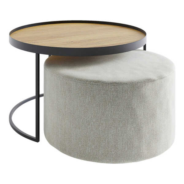 Novel COUCHTISCHSET Eiche, Hellgrau