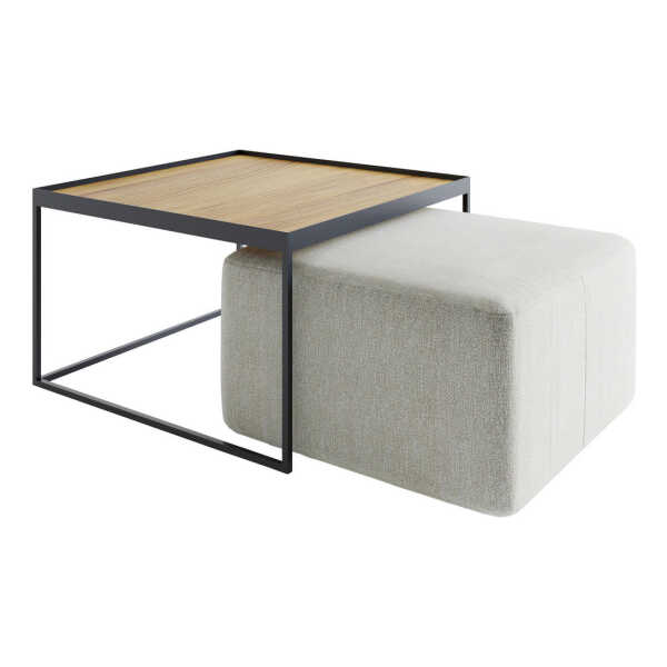 Novel COUCHTISCHSET Eiche, Hellgrau