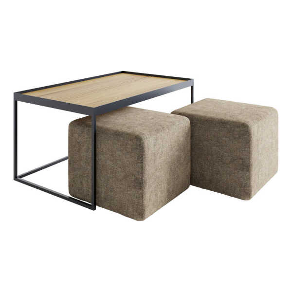 Novel COUCHTISCHSET Braun, Eiche