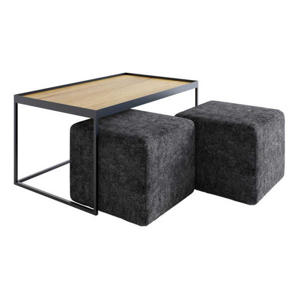 Novel COUCHTISCHSET Grau, Eiche