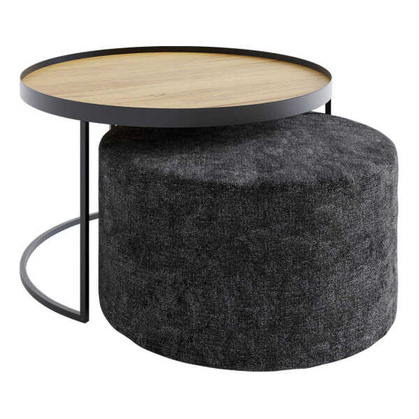 Novel COUCHTISCHSET Grau, Eiche