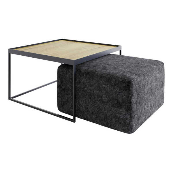 Novel COUCHTISCHSET Grau, Eiche
