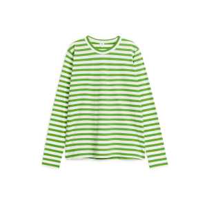 Arket Langarm-T-Shirt Grün/Weiß in Größe XS. Farbe: Green/white