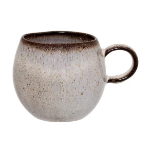 Bloomingville Tasse Sandrine, 275 ml, Keramik, Kaffeetasse, Teetasse, dänisches Design, grau/braun