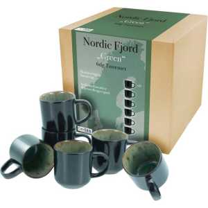 CreaTable Becher Nordic Fjord, Steinzeug, Kaffeebecher, Tassen Set, 6-teilig, 285 ml