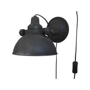 Factory Wandlampe schwarz, H18/L31/B21 cm, antik schwarz