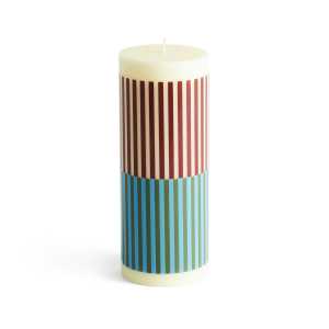HAY Column Candle Blockkerze medium 20cm Yellow-brown-light blue-army