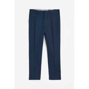 H&M Anzughose aus Leinen in Slim Fit Dunkelblau, Anzughosen Größe 50. Farbe: Dark blue
