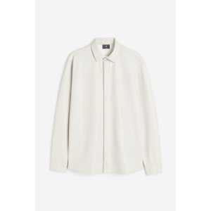 H&M Beschichtetes Hemd in Regular Fit Helles Greige, Freizeithemden Größe M. Farbe: Light greige