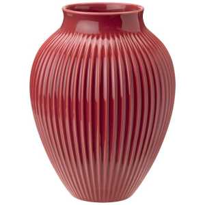 Knabstrup Keramik Knabstrup Vase geriffelt 27cm Bordeaux