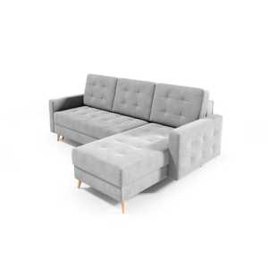 MOEBLO Ecksofa SKIEN I, Couch für Wohnzimmer, Schlafsofa Sofagarnitur Sofa Eckcouch L-Form Wohnlandschaft mit 3 Rückenkissen - (BxHxT): 235x99x139 cm, mit Schlaffunktion und Bettkasten