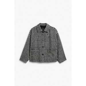 Monki Jacke aus Strukturstoff Schwarz-weißer Hahnentritt, Jacken in Größe XXL. Farbe: Houndstooth 019