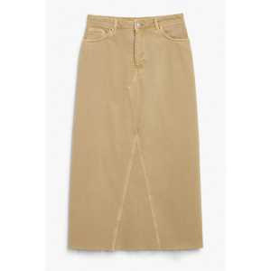Monki Jeansrock mit ausgefranstem Saum Gedämpftes Beige, Röcke in Größe 36. Farbe: Dusty beige