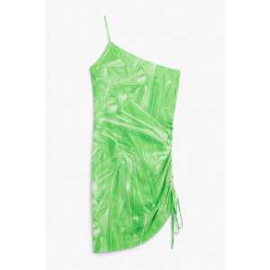 Monki One-Shoulder-Slipdress in Minilänge Grünes Zellophan-Trompe-l'œil, Alltagskleider Größe XXL. Farbe: Green cellophane trompe l'oeil
