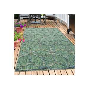 Outdoorteppich Skandinavisches Design, Carpetsale24, Läufer, Höhe: 10 mm, Outdoor Teppich Grün Skandinavisch Design für Küchen Balkon Terrasse