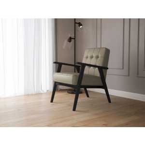andas Sessel "Alvared, edles Design aus Massivholz, in Lederoptik,", mit Wellenunterfederung für hohen Sitzkomfort
