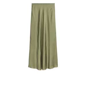 Arket Maxirock aus Satin Khaki, Röcke in Größe 34. Farbe: Khaki green