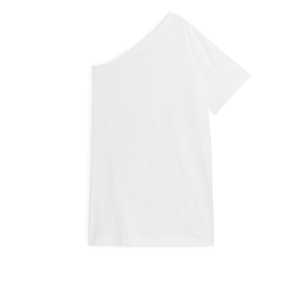 Arket One-Shoulder-T-Shirt-Kleid Weiß, Alltagskleider in Größe S. Farbe: White