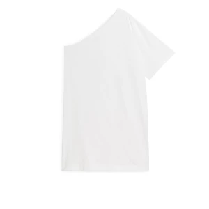 Arket One-Shoulder-T-Shirt-Kleid Weiß, Alltagskleider in Größe S. Farbe: White