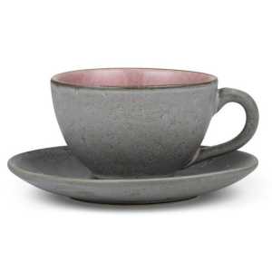 Bitz Tasse Tasse mit Untertasse grey / light pink 0,24 l